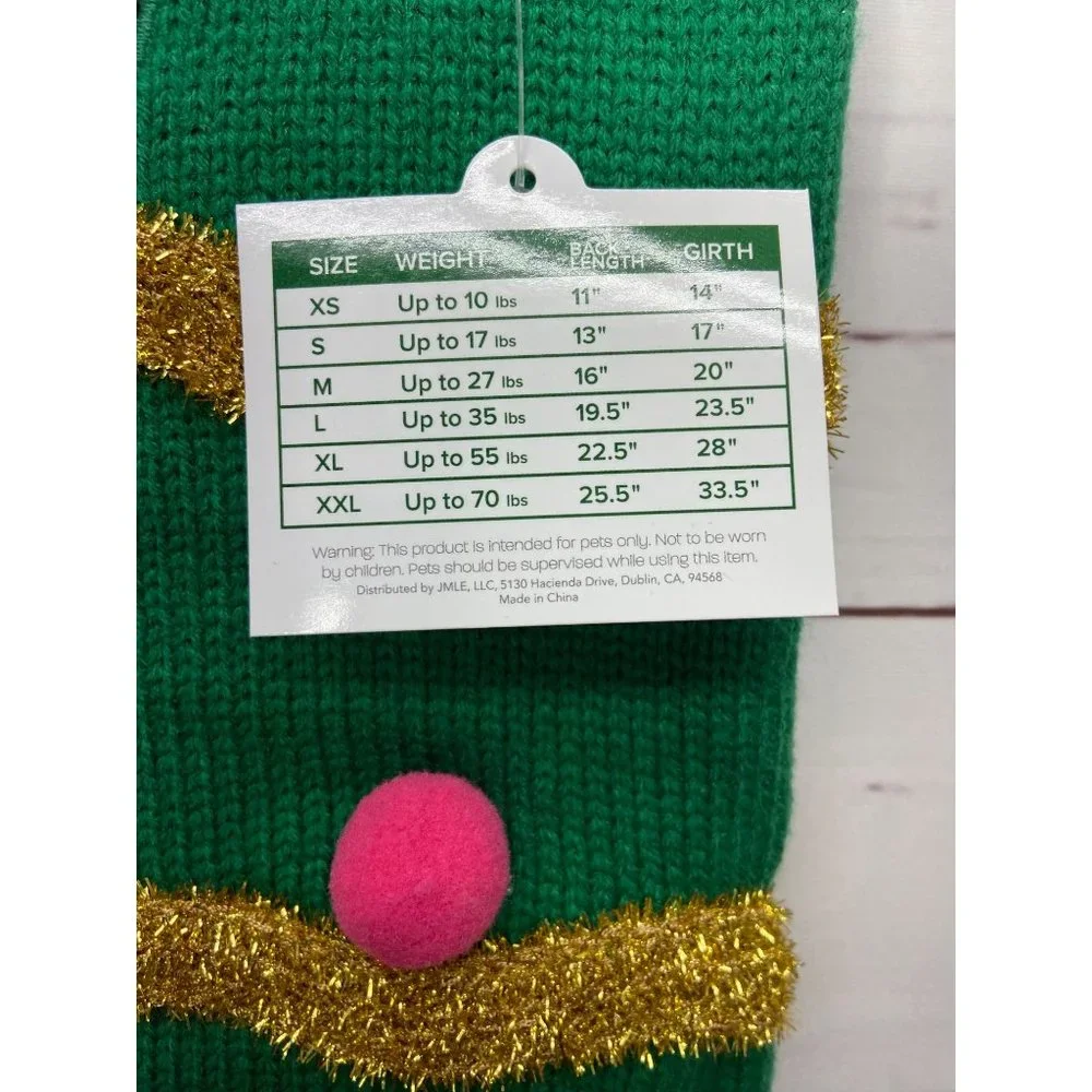 Very Merry Green Cable Knit Garland With Balls Dog Ugly Christmas Dress Up Sweat